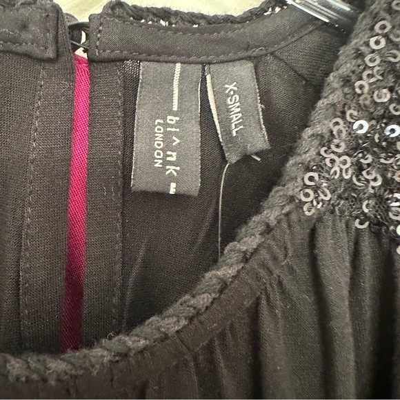 Anthropologie Bl-nk Sequin Embellished Blouse Size XS Black Bohemian NWT - Picture 10 of 14